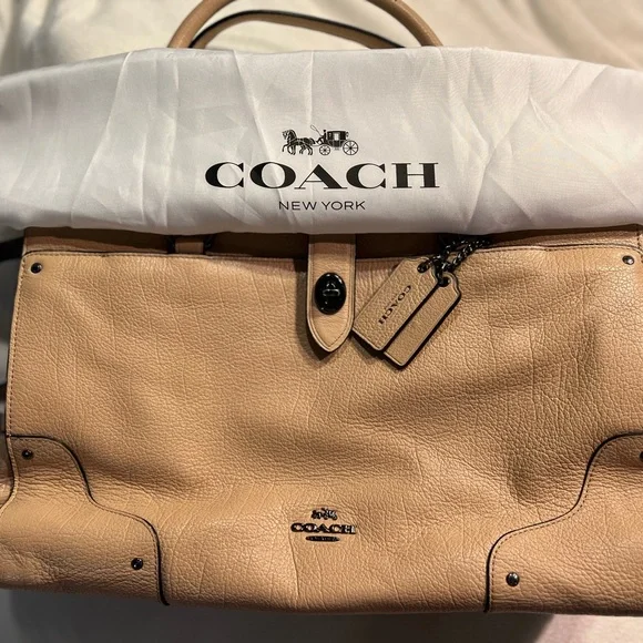 Coach large pebble leather satchel bag with dust cover - Picture 3 of 7